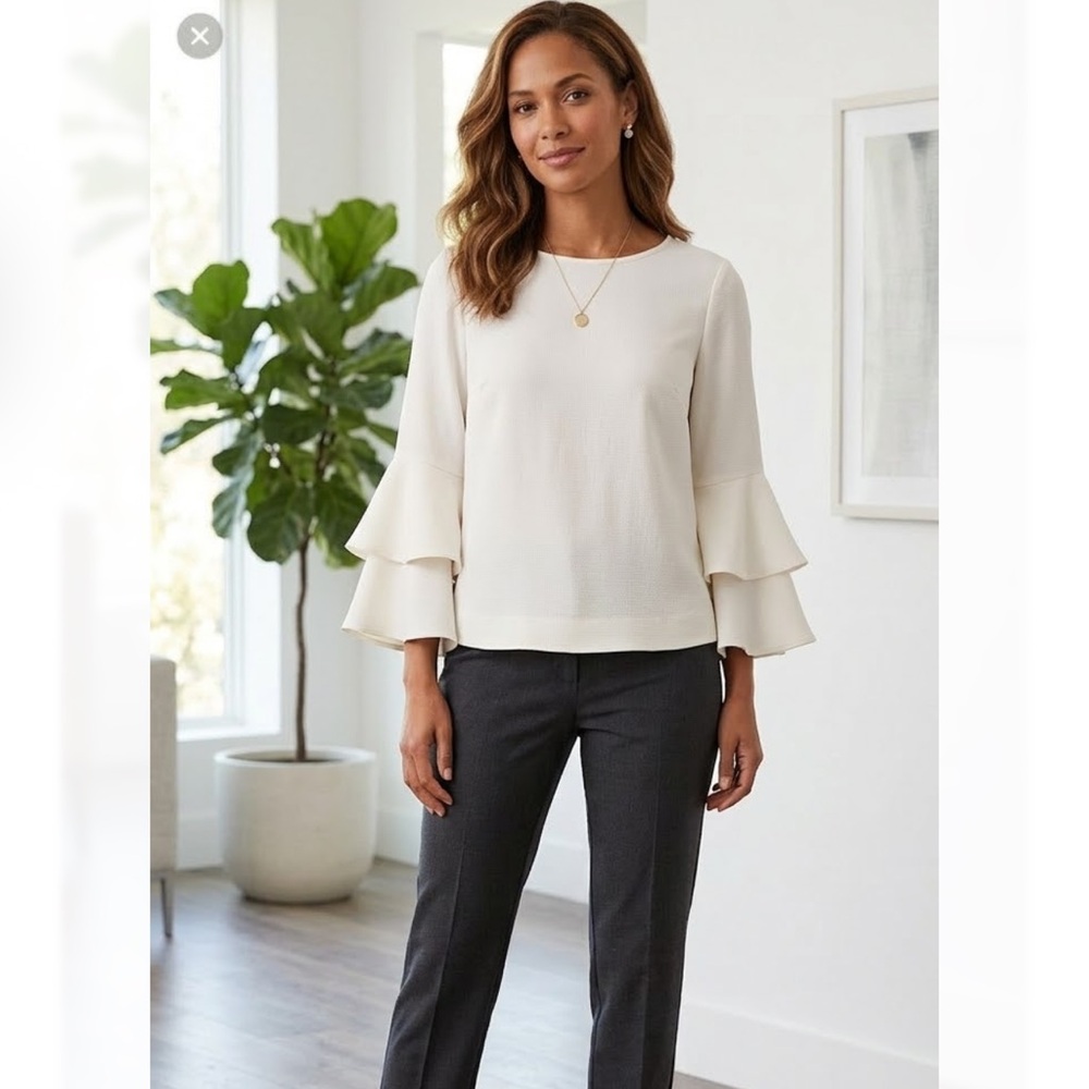 J. Crew Cream Ruffle Sleeve Blouse